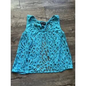 Y2K Vintage Wet Seal Camisole‎ Tank Top Lace Open Back Aqua size Medium